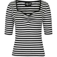 Hell Bunny - Rockabilly Shirt met lange mouwen - Warlock Top - XS tot 4XL - voor Vrouwen - zwart-wit - Maat S