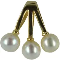 New Bling 9NBSAM-G200225 Gouden Hangertje - Dames - 3 Pareltjes - 3,5 mm Doorsnee - 10 x 10 mm - 14 Karaat - Bedel - Goud