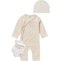 Noppies SET(3delig) Boxpak Nevis, Mutsje Nevel Oatmeal, met sokjes - Maat 50