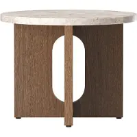 Audo Copenhagen Androgyne bijzettafel Ø50 cm donkergebeitst eiken Kunis Breccia-tafelblad