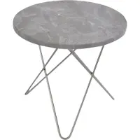 OX Denmarq Tall Mini O Table salontafel grijs marmer, roestvrij onderstel