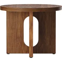 Menu Androgyne bijzettafel Ø50 cm walnoothouten onderstel Walnoot-tafelblad