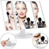 Uniq Hollywood trifold cosmetische spiegel met LED -licht Make-up spiegels Wit