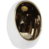 Gifts Amsterdam Gifts Amseterdam Theelichthouder Pim L Goud/wit Aardew 11,5x 11,5x15cm