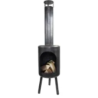 Esschert Design FF467, draagbare vuurkorf, open model, geschikt voor hout, zwart, voor buiten gebruik, staal