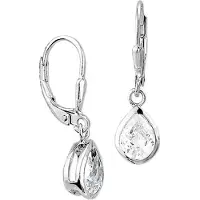 Trendjuwelier huiscollectie TFT Oorhangers Zirkonia Zilver Gerhodineerd Glanzend 27 mm x 7.5 mm