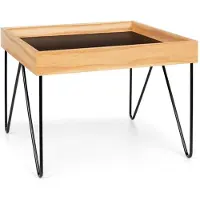 Besoa Big Lyon dienblad tafel melamine/MDF met eiken fineer stalen frame zwart
