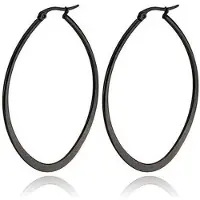 Cilla Jewels Ovale oorbellen Edelstaal Zwart-50mm