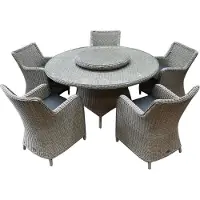 AVH-Collectie Bilbao Riccione dining tuinset 150 cm rond 7-delig grijs