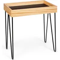 Besoa Little Lyon dienblad tafel melamine/MDF met eiken fineer stalen frame zwart