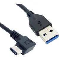 Dolphix USB-C haaks (links/rechts) naar USB-A kabel - USB3.0 - tot 0,9A / zwart - 0,25 meter