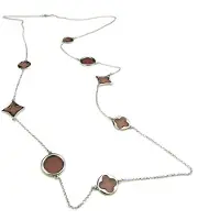 Sophie lange zilveren collier halsketting halssnoer gerhodineerd verguld Model Blossom met roze stenen
