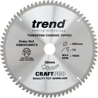 Trend Crosscut cirkelzaagblad 260x30x2,6mm 72T