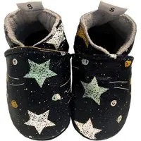 Babysteps Doodle Stars leren babyslofjes met sterrenprint zwart Jongens/Meisjes Leer - maat 24/25