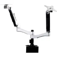 Silverstone ARM Tafelbevestiging met twee monitoren (Tabel, 24"), Monitorsteun, Zilver