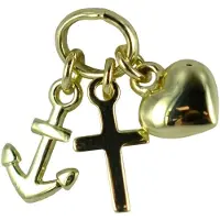 New Bling 9NBSAM-G210086 Gouden Hanger - Dames - Geloof, Hoop en Liefde - 7 x 5 mm (Kruisje) - Bedel - 14 Karaat - Goud