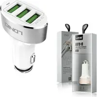 LDNIO 3 USB snelle autolader C501 met Geschikt voor: Lightning kabel Geschikt voor: Apple iPhone 14 / 13 / 12 / 11 / X / XS / XR / MAX / SE / 5 / 6 / 7 / 8 / Plus - Car Charger