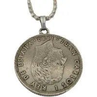 Zeeuws Meisje Ketting 25 spaanse pesetas verzilverd