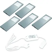 Hera LED 24V Onderbouw set Slim Pad-F 5 Spots kleur Rvs-Look LVSET5SPFI