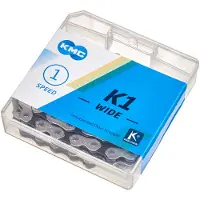 Kmc K1 fietsketting 1/2x1/8 112 schakels zilver/zwart in doosje