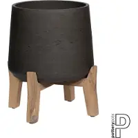 Pottery Pots Bloempot Rough Patt XXXL Feet Low Black washed 50,5 x 57,5 cm