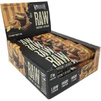 Warrior Raw Protein Flapjack - 12 haverrepen, elk 75 gram, smaak: chocolade en pindakaas