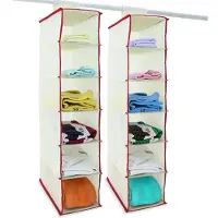 Deuba Opbergsysteem 2 stuks 6 Vakken Beige/Rood