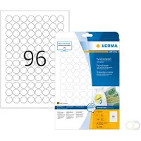 Herma verwijderbare etiketten nr. 4386, rond, Ø 20 mm, zelfklevend, bedrukbaar, papier, wit, 2400 stuks op 25 vellen