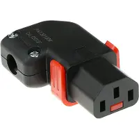 ACT IEC Lock C13 stroomstekker | haaks (naar links/rechts) | zwart/rood