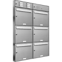 Brulo Brievenbus 6 groot type 2_Brievenbus met intercompaneel _6_adressen__RVS