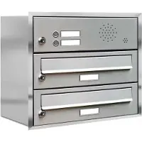 Brulo Inbouw met intercom 2 adressen(rand)_Brievenbus met intercompaneel inbouw_2_adressen__RVS