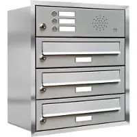 Brulo Inbouw met intercom 3 adressen(rand)_Brievenbus met intercompaneel inbouw_3_adressen__RVS