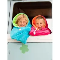 S & LT Hoody strandlaken turquoise/groen - 100x200 cm. - met capuchon - 100% katoen
