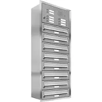 Brulo Inbouw met intercom 8 adressen(rand)_Brievenbus met intercompaneel inbouw_8_adressen__RVS