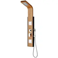 Vente-unique Douchekolom met massagestralen DALIMA - Tropische regen - Bamboepaneel - 22 x 145cm