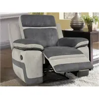 Vente-unique Relaxfauteuil van microvezel TALCA - Antraciet en licht grijs