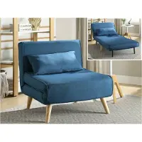 Vente-Unique.nl Fauteuil POSIO - Bedbank van stof - Blauw