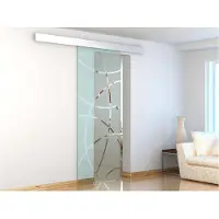 Vente-unique Schuifdeur in opbouw HEIDI - H205 x L83 cm - Gehard glas