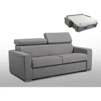 Vente-unique Driezits express bedbank VIZIR van stof - grijs - slaapafmeting 140 cm - matras 18 cm