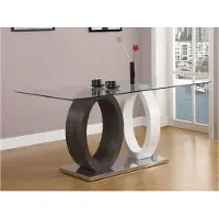 Vente-unique Eettafel AYANE - 6 personen - Gehard glas en MDF - grijs en wit