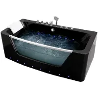 Vente-unique Massagebad met glazen wand en ledverlichting DYONA - 260L - 1 persoon -170*85*58cm- Balneo therapie