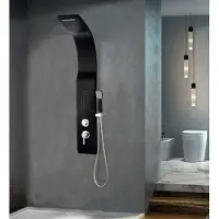 Vente-unique Douchekolom met massagestralen KOURBEA - zwart - 20*132 cm