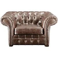 Vente-Unique.nl Fauteuil chesterfield CLOTAIRE van 100% leer met lived-in aspect