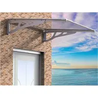 Vente-unique Afdak KEPLER van aluminium - 120 x 90 x 22 cm - Zilverkleur