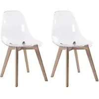 Vente-unique Set van 2 stoelen AUDRA - Polycarbonaat en beuk - Transparant