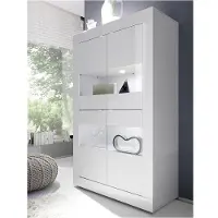 Vente-Unique.nl Vitrinekast COMETE - Met led-verlichting - Vier deuren - Wit gelakt