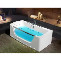 Vente-unique Massagebad met glazen wand en ledverlichting DYONA - 260L - 1 persoon - 170*85*58cm - Balneo therapie