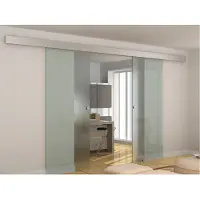 Vente-unique Dubbele schuifdeur in opbouw ALINA - H205 x L166 cm - Gehard glas