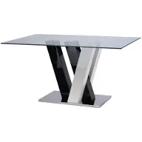 Vente-unique Eettafel WINCH - 6 personen - MDF & gehard glas - Zwart & Wit