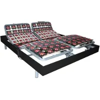 Vente-unique Elektrische bedbodem 2x65 met contactplaatjes kleur zwart hout van DREAMEA - 2x80x200cm - motoren OKIN